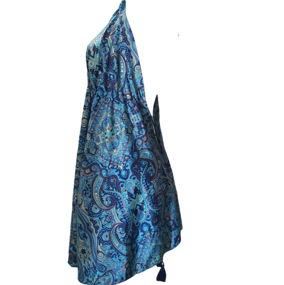 Beautifully Designed Boho Silk Dress Turquoise, Green, Brown & Gold. One Size - Picture 5 of 15